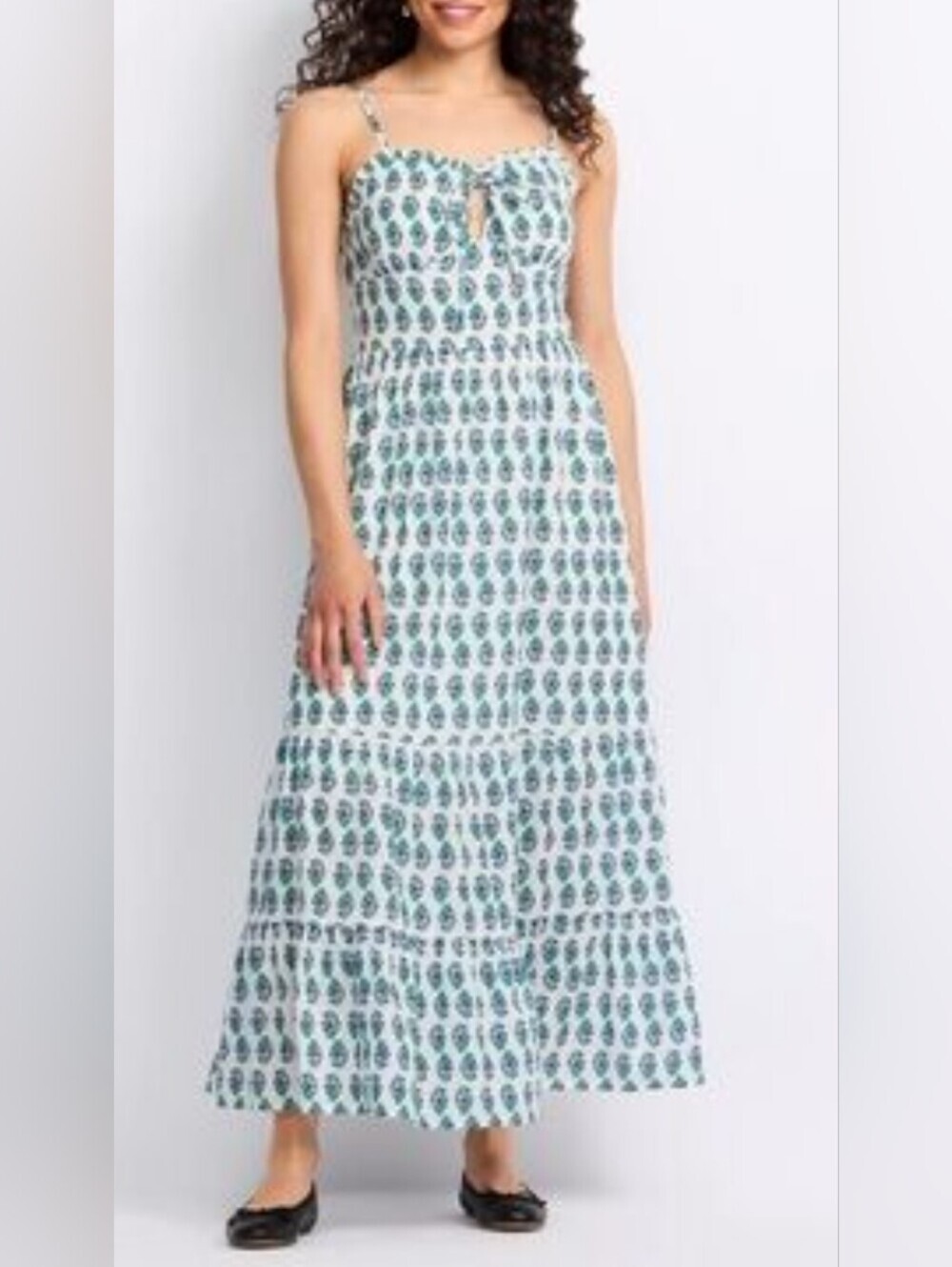 NWT, DIZZY Lizzy Blue, Green & White Printed Maxi Sundress .Size M 100% Cotton